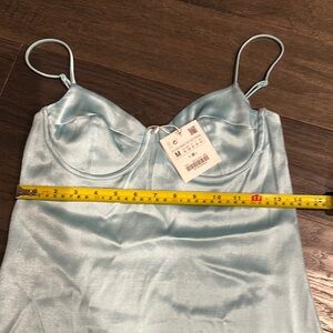 NWT Zara Sky Blue Satin Slip Dress